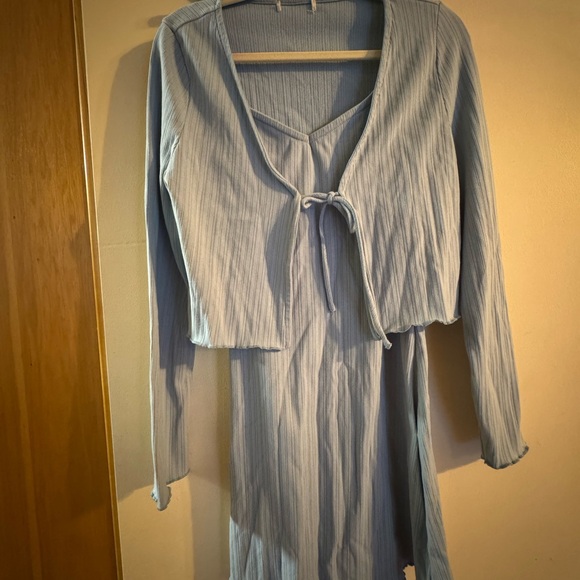 Light Blue Ribbed Two-Piece Set - Picture 1 of 5